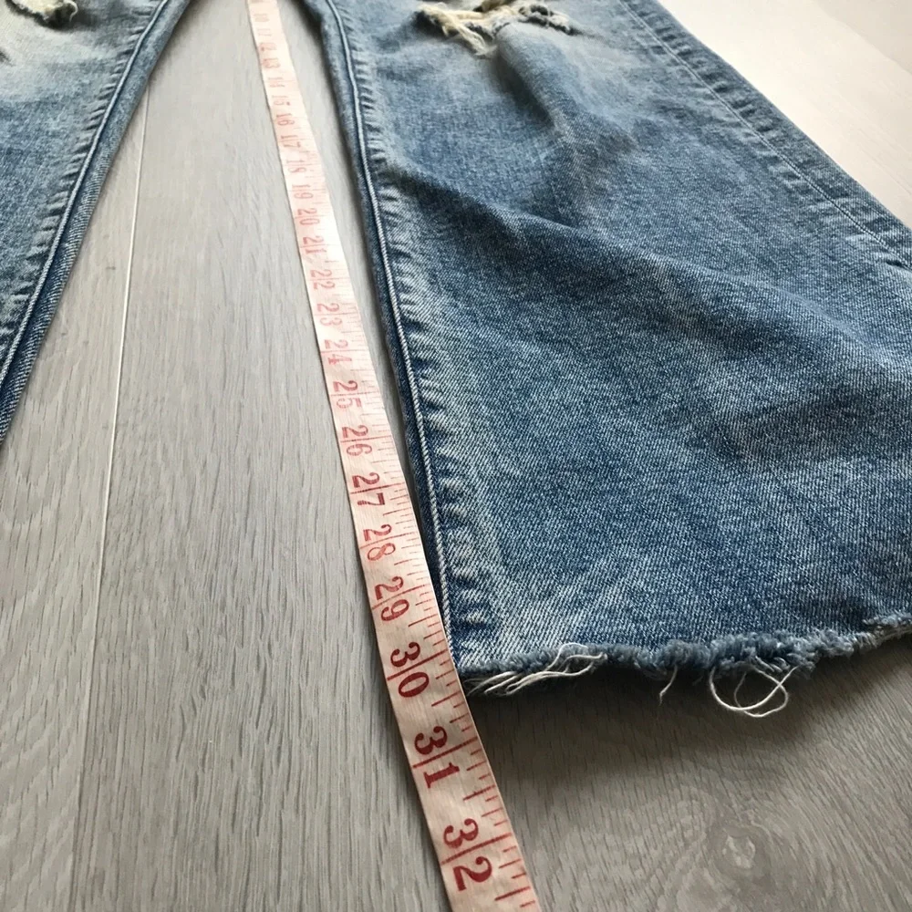 MOTHER DENIM THE LASSO SNEAK DISTRESSED WIDE LEG FRAY WOMENS 26